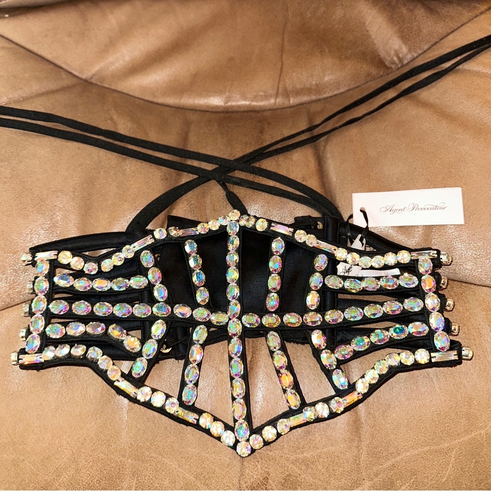 Black Rhinestone Embellished Corset